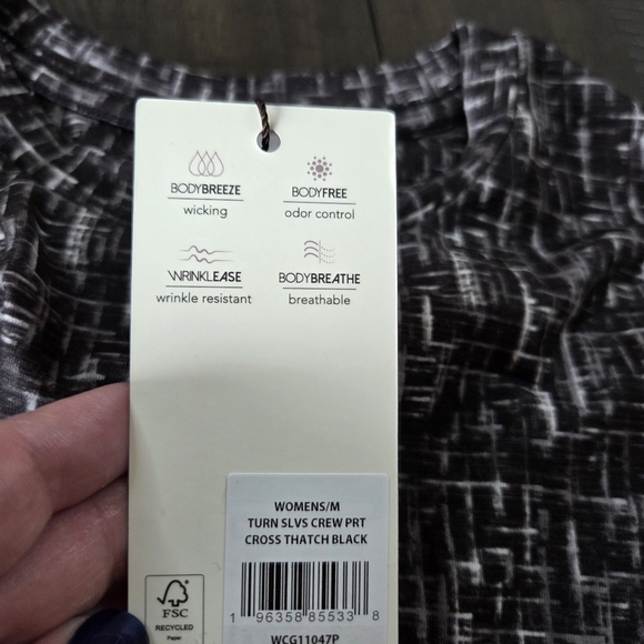 Callaway Golf Women's Cross Thatch Crew Neck Top Medium New Black & White Turn - Picture 3 of 10